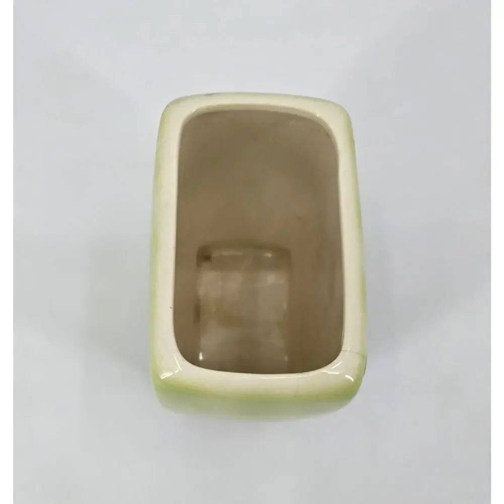 Vintage Royal Copley Seaweed‎ Footed Planter Vase Chartreuse Green Brown MCM